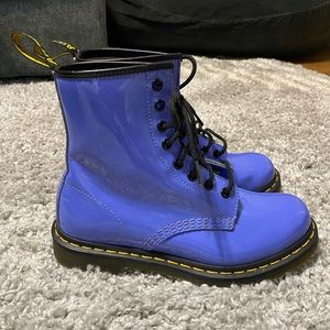 Dr. Martens Shiny Blue Lace-Up Boots